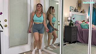 sexy milf gym workout clothes try on haul - sfw - tabithaxxx