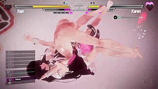 Lesbian battle intensifies with anal and fingering