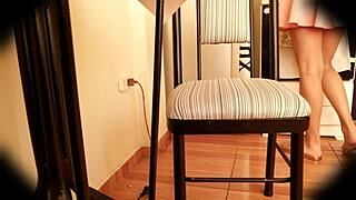 Beautiful Argentine student Miranda flashes upskirt without panties