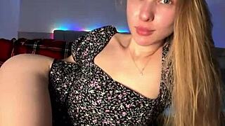 fingering a tight pink pussy on webcam, the young amateur teen orgasms hard from the hardcore masturbation.