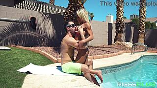 Fit kitty covered in cum outdoors