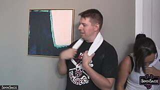 Sexy trainer Sinn Sage watching how Hannah Perez plays with her lover