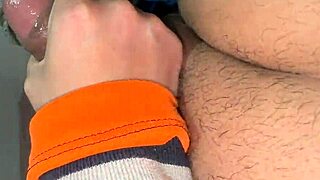 stepsister's buttocks spread wide for facial cumshot