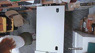 Cute Redhead Thief Feels Intense Drilling By Mall Security