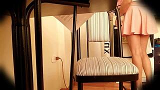 Beautiful Argentine student Miranda flashes upskirt without panties