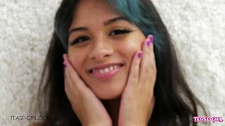 Petite Teen Teases Daddy with Perfect Body on Sofa