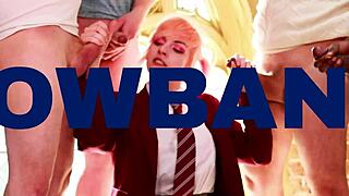 British teen sucks cock in polo shirt during foreplay