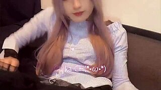 Pink Haired Crossdresser Inserts Vibrator Into Anus For Masturbation