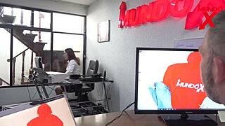 a cock sucking might change the bosss mind. blonde boss gets creampied.