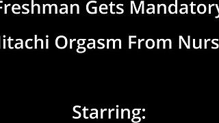 Freshman Receives Mandatory Hitachi Orgasm From Nurse Sandra Chappelle