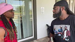 Me and my step-dad and his friend are helping this teen with our big cocks.