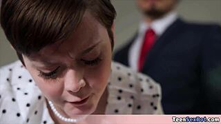 Quickie Fucking The Extra Small 18+ And Petite 18+ Tomboi Secretary