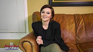 short haired brunette kylie sucks a cock and swallows the cumshot