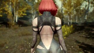 Redhead Elf Teases Herself Alone In Skyrim World
