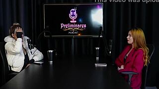 Compilation Of Jhocy In Preliminares Podcast With Bia Hot On Sheer Red