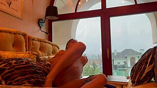 in a quiet country house, russian beauty monika fox pleasures herself and squirts