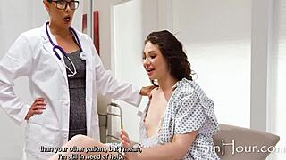 Liz Jordan's gown comes down in hospital lesbian pussy licking encounter