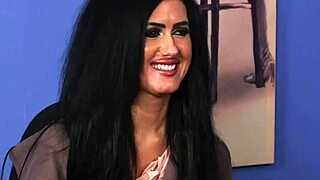 British CFNM femdom sub sucks cocks in office stockings