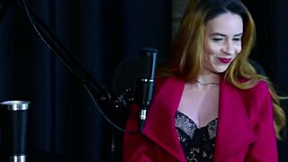 Compilation Of Jhocy In Preliminares Podcast With Bia Hot On Sheer Red