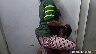 Indian housewife with husband's friend when he's at work