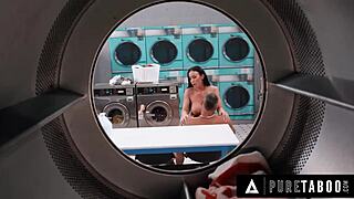 Pervert Man Catches Sneaky Milf Jennifer White Pleasuring Herself in Public Laundromat