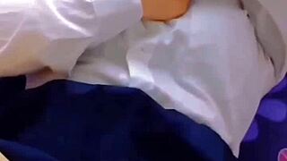 Mexican girl wanting to pass chemistry, ended with milk on uniform, modest school girl homemade real