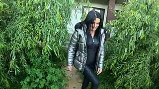 Gardener Covers Shiny Down-Jacket With Lots Of Cum In Fetish Roleplay