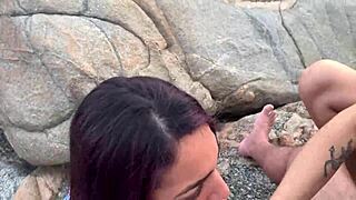 Gaucho eats turned panties while sucking monster cock in public outdoors