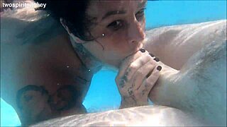 holiday threesome splashing in the pool with friends 😎