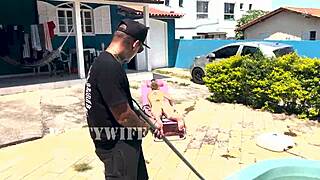 Waited for husband to leave to fuck pool cleaner