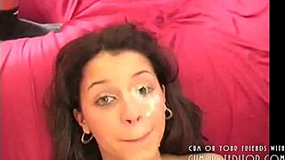 that cute teen is totally covered in cum after the gangbang