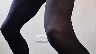 Big Tranny Cock Cums In Pantyhose