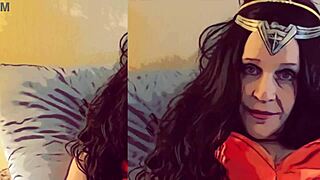 Granny in corset gives blowjob as justice league roleplay