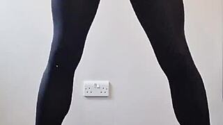 Big Tranny Cock Cums In Pantyhose