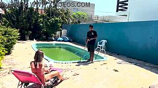 Waited for husband to leave to fuck pool cleaner