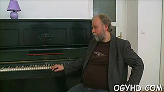 Perverted J gal enjoys old boner in wild blowjob session