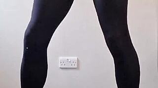 Big Tranny Cock Cums In Pantyhose