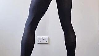 Big Tranny Cock Cums In Pantyhose