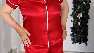 Stepmom Seduces Stepson with Striptease and Blowjob