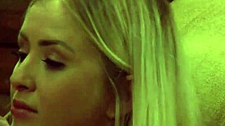 Lesbian girl in handcuffs with big natural tits gets whipped hard