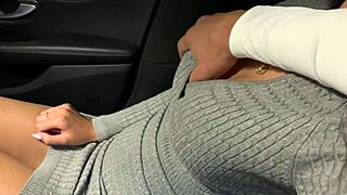 passionate russian couple gives blowjob in mercedes benz car in public woods