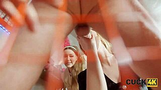 Cuckold watches wife in leather fetish play