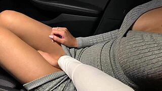 passionate russian couple gives blowjob in mercedes benz car in public woods