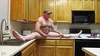 Naked couple in the kitchen