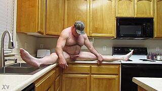 Naked couple in the kitchen