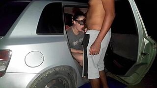 hot housewife rides black cock outdoors on the street