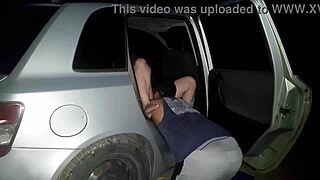 hot housewife rides black cock outdoors on the street