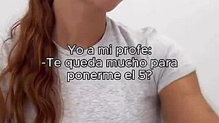 Teen gives handjob to Spanish teacher