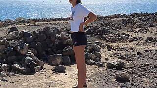 in the camping grounds, an 18+ teen risks it all by giving her boyfriend a blowjob while pissing publicly