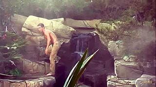 This lucky guy licked her pussy by the waterfall and got a handjob! 😏